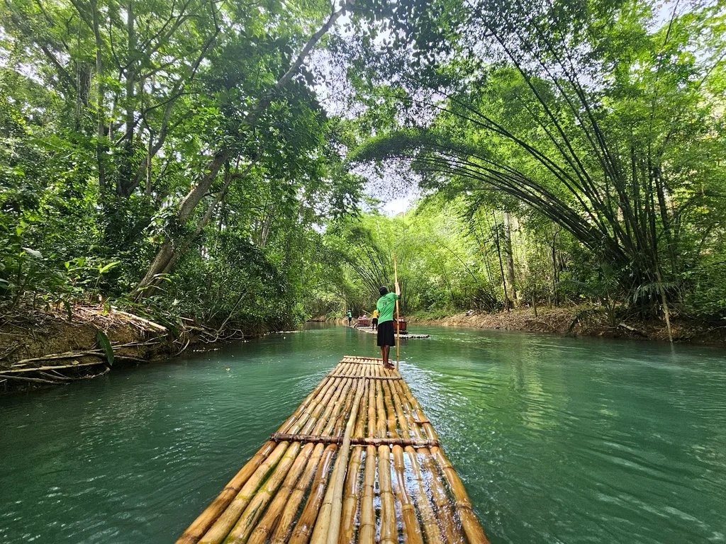 Scenic Martha Brae river rafting excursion close to Falmouth, Jamaica